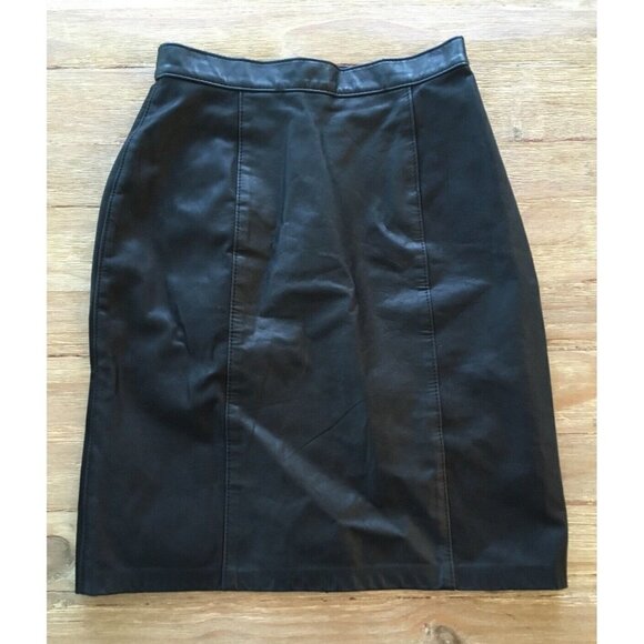 Vintage Daniel Marcus Womens Black Leather Pencil Skirt Size 10 Made in Canada - Picture 1 of 5